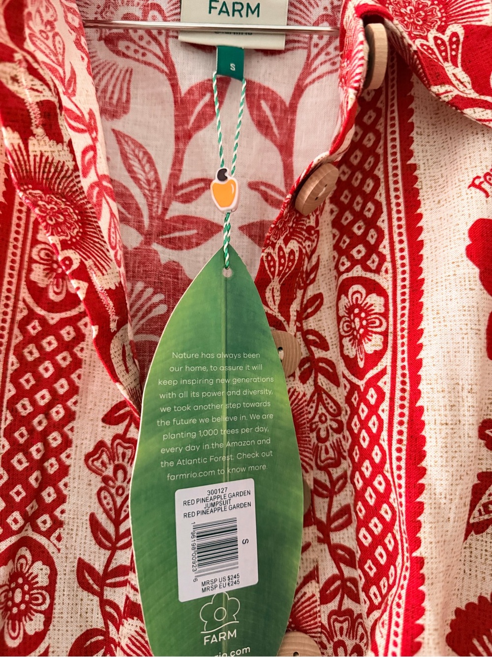 FARM Rio Red and Cream jumpsuit-pineapple garden - Picture 2 of 2
